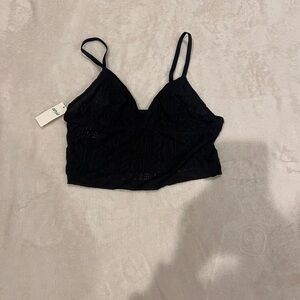 BRAND NEW aerie Black Lace V-Neck Bralette Crop Top